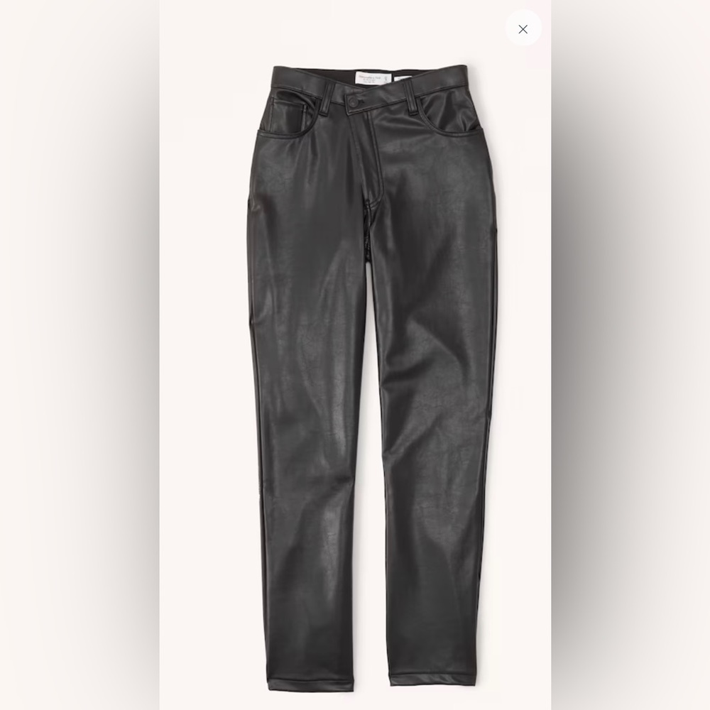 Abercrombie Curve love Crisscross waistband Vegan Leather 90’s Straight Pant